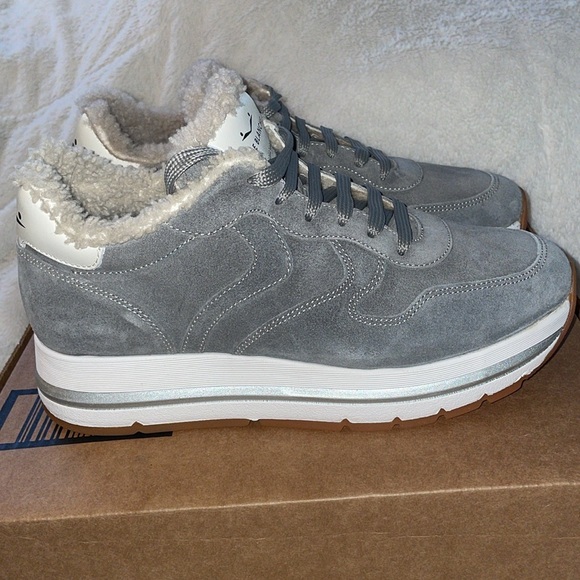NWT VOILE BLANCHE MARAN Fur Suede Sneakers in Grey - Picture 11 of 16